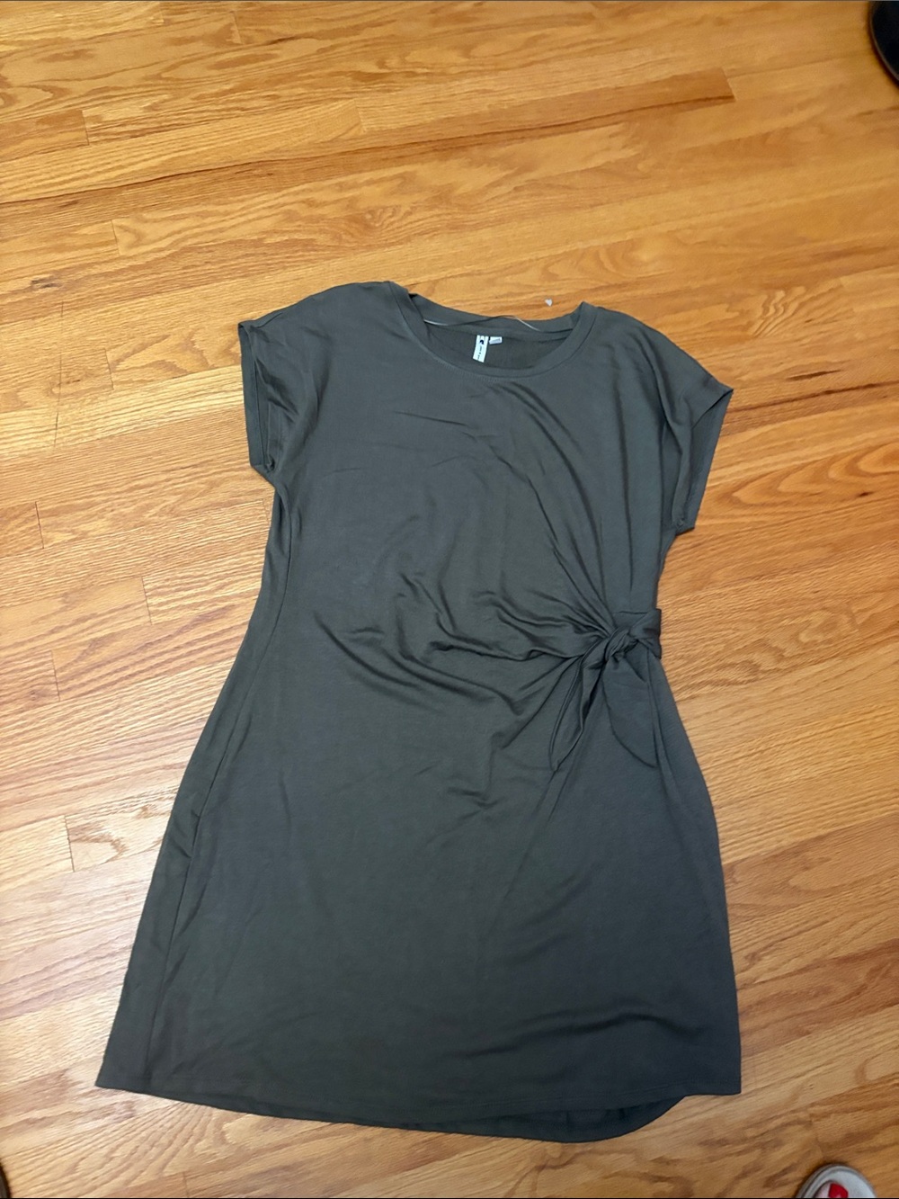 Cable & Gauge Olive Green Side-Knot T-Shirt Dress
